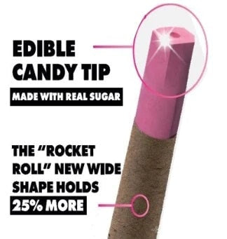 Cherry Bomb - Crop Kingz Rocket Roll Hemp Wrap With Edible Sugar Tip CO/B\HA 