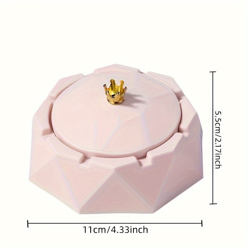 1pc Cute Pink Ashtray, Crown Decor Ashtray, Pink Creative Iron Home Ashtray For Home Office CO/B\HA 