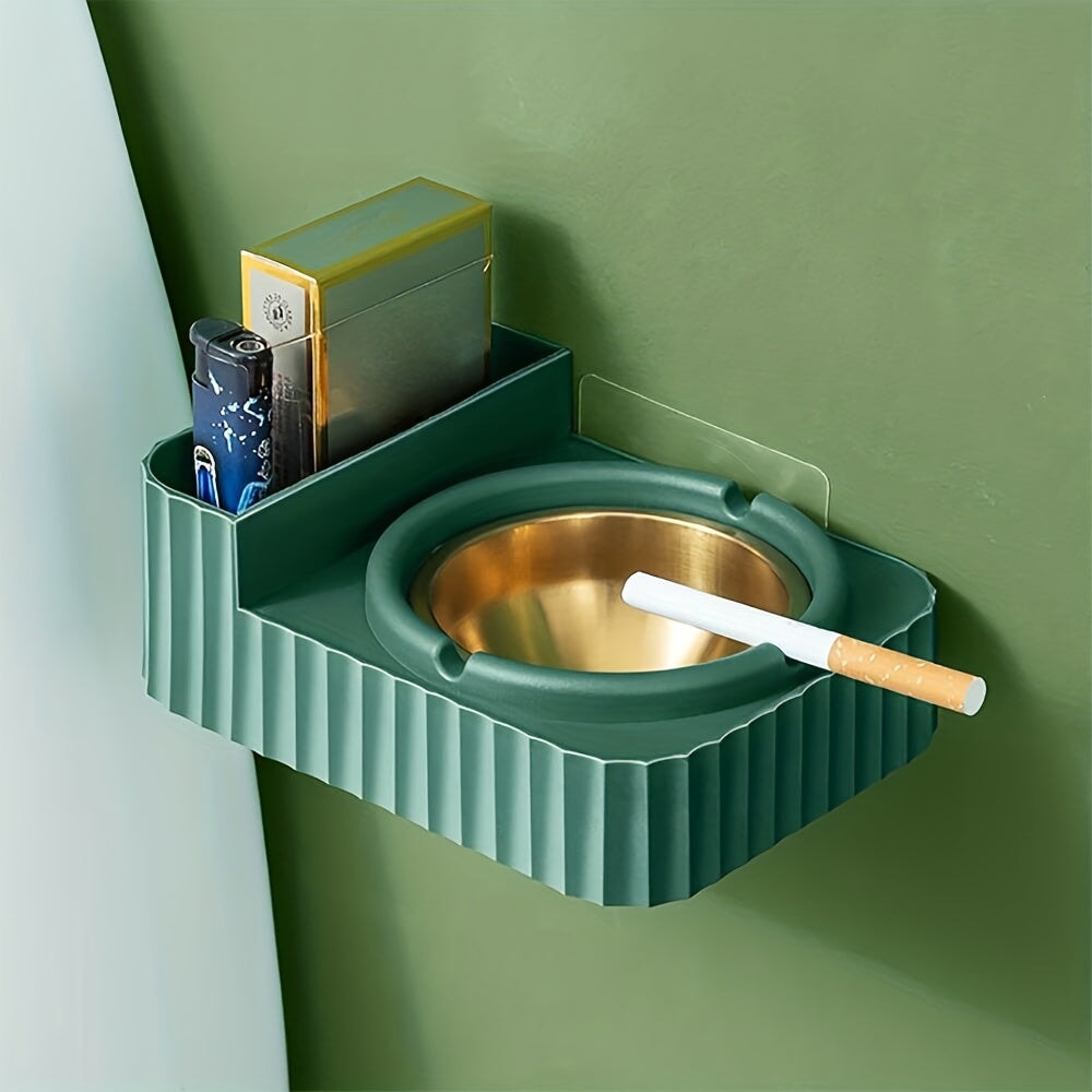 1pc Elegant Wall-Mounted Stainless Steel Cigarette Ashtray - Perfect For Bathroom Storage And Organization CO/B\HA 