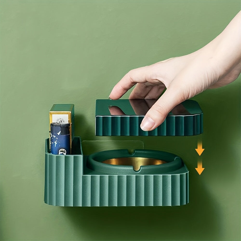 1pc Elegant Wall-Mounted Stainless Steel Cigarette Ashtray - Perfect For Bathroom Storage And Organization CO/B\HA 