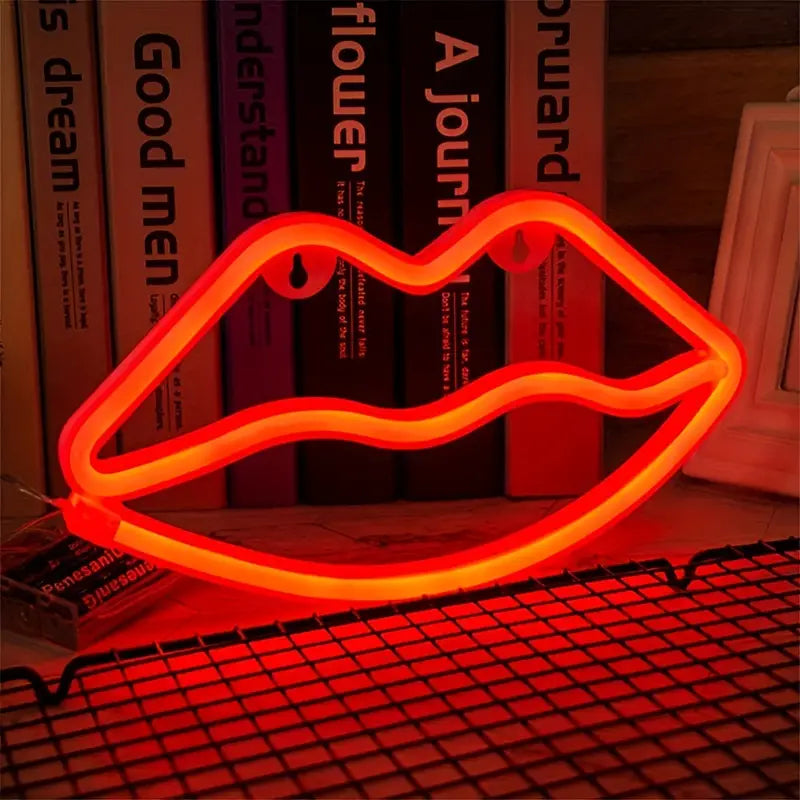 1pc Lip-Shaped Neon Sign, USB/AA Batteries Dual-used LED Night Light For Party Supplies, Wall Lamp, Christmas Decoration, Gift For Valentine's Day CO/B\HA 