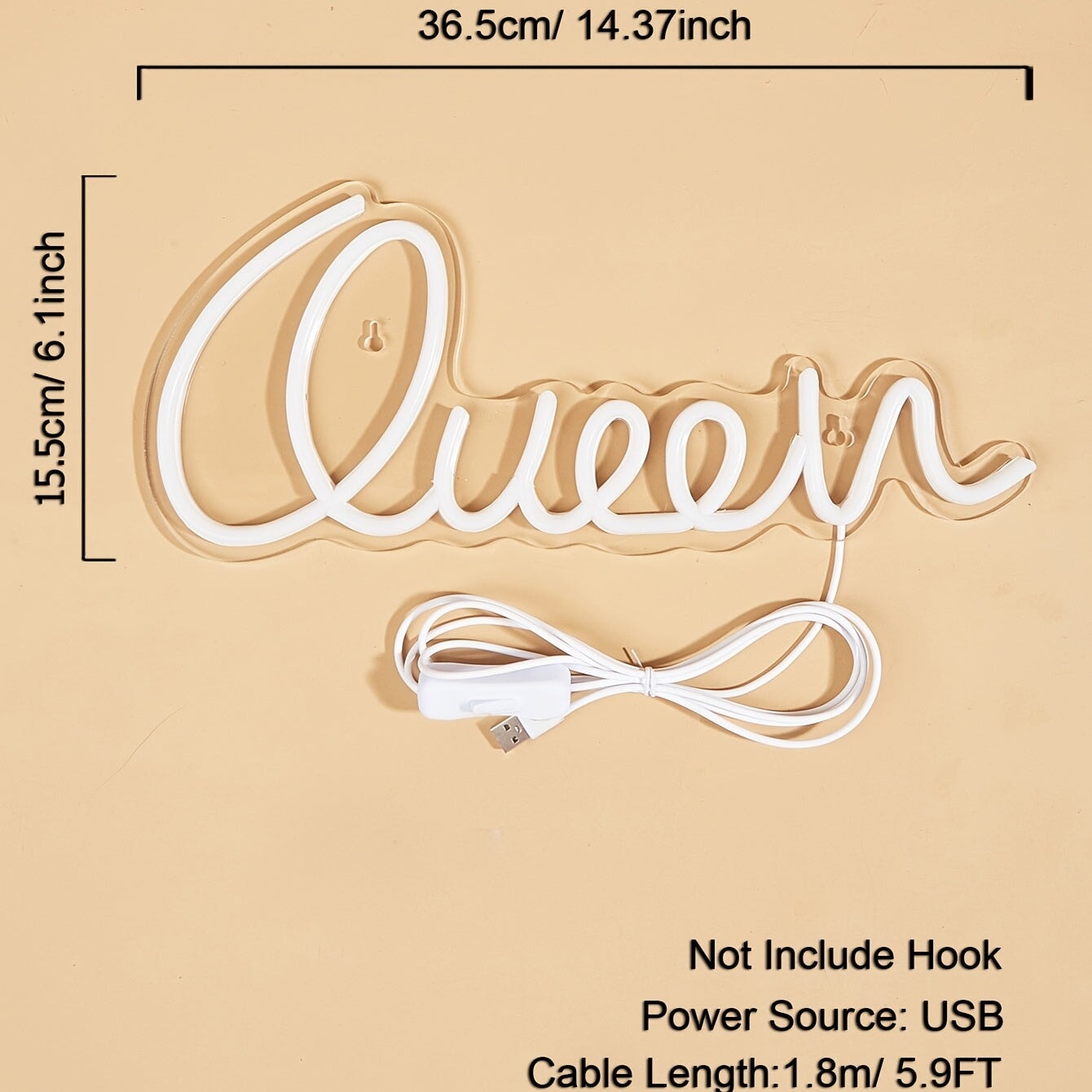 1pc Queen Neon Sign - USB Powered LED Light for Bedroom, Wedding, Birthday, Game Room, and Home Wall Decor CO/B\HA 