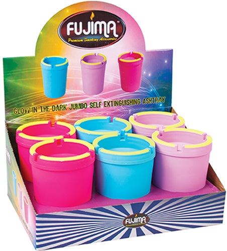 Jumbo Glow in the Dark Self Extinguishing Cup Holder Ashtray 6pk