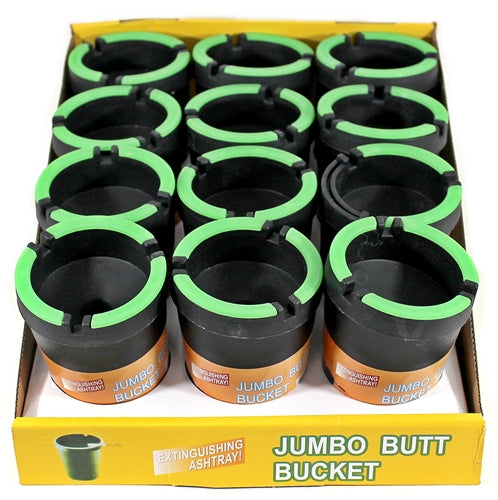 Butt Bucket Cup Holder Ashtray – Black with Glow In The Dark 12pk