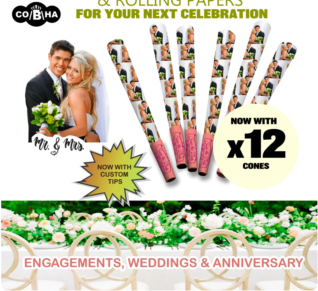 12 Custom Designer Paper cones with Custom Tips option -