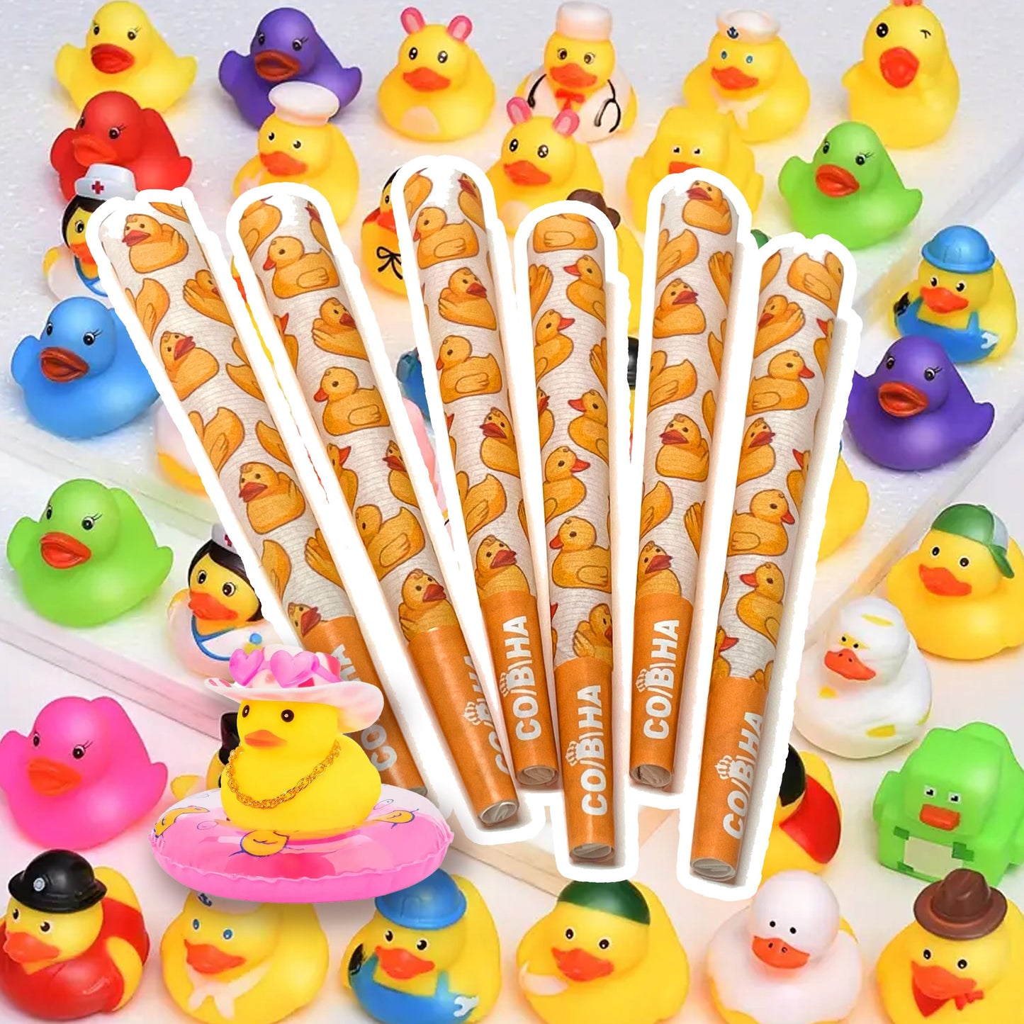 Duckie 6 Pre-Roll Cones + 1 Random Rubber Duck CO/B\HA