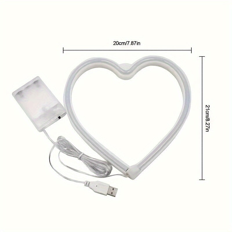 Red Heart Neon Sign, Battery Operated Or USB Powered LED Neon Light For Party, Valentine's Day/Heart, Table & Wall Decoration Light For Girl's Room Dorm Wedding Anniversary Home Decor CO/B\HA 