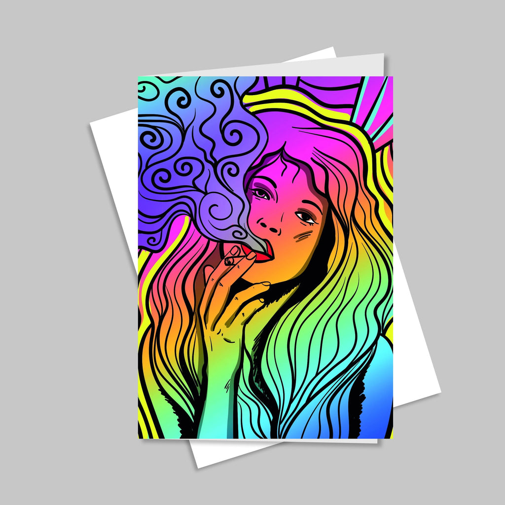 Smoking Girl Greeting Card CO/B\HA 