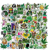 100 Pcs Weed Stickers Pack for Adults,Vinyl Waterproof Marijuana Sticker Decals for Skateboard Water Bottles CO/B\HA 
