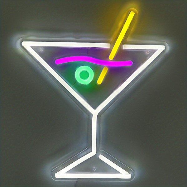 1PC Cocktails Wall Decor, LED Neon Sign Light For Bar Room Decoration 9.65''* 11.1'' CO/B\HA 