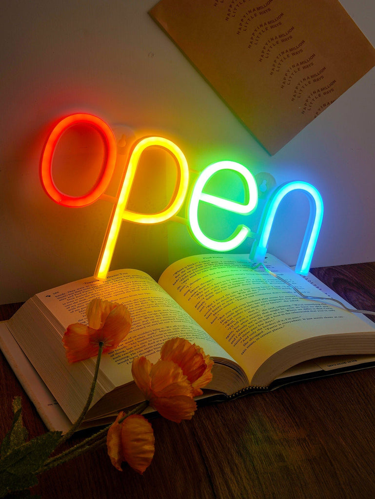 1pc, OPEN Sign For Business USB LED Neon Lamp Light For Bar Store Cafe Shop Colorful, Without Battery CO/B\HA 