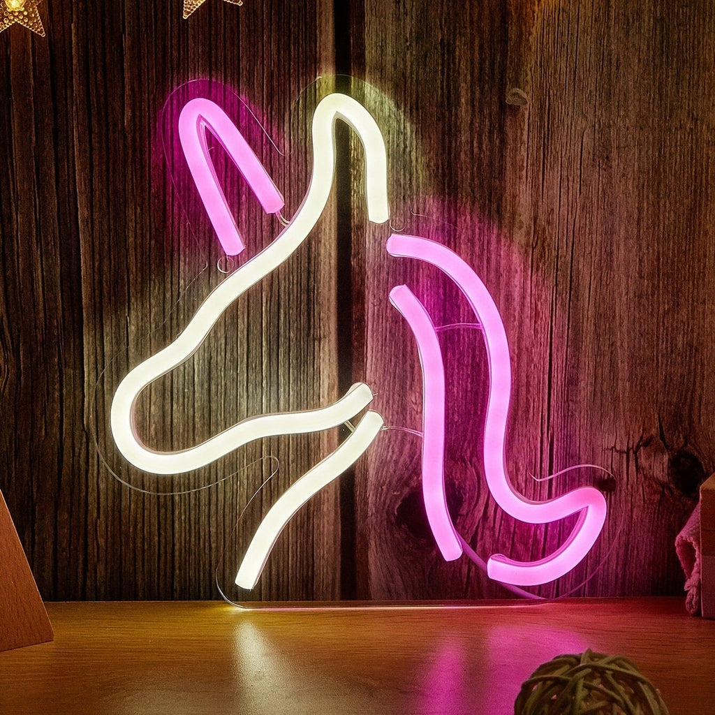 1pc Pink Unicorn LED Neon Sign, USB Powered Neon Light, Decorative LED Atmosphere Lights For Wedding Birthday Party Holiday CO/B\HA 