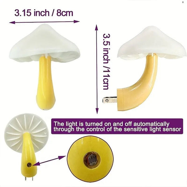 2 Pack LED Mushroom Night Light Lamp In LED Bed Cute Mushroom Nightlight Wall Light Baby Night Lights Kids Children (7-Color) CO/B\HA 
