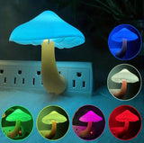 2 Pack LED Mushroom Night Light Lamp In LED Bed Cute Mushroom Nightlight Wall Light Baby Night Lights Kids Children (7-Color) CO/B\HA 