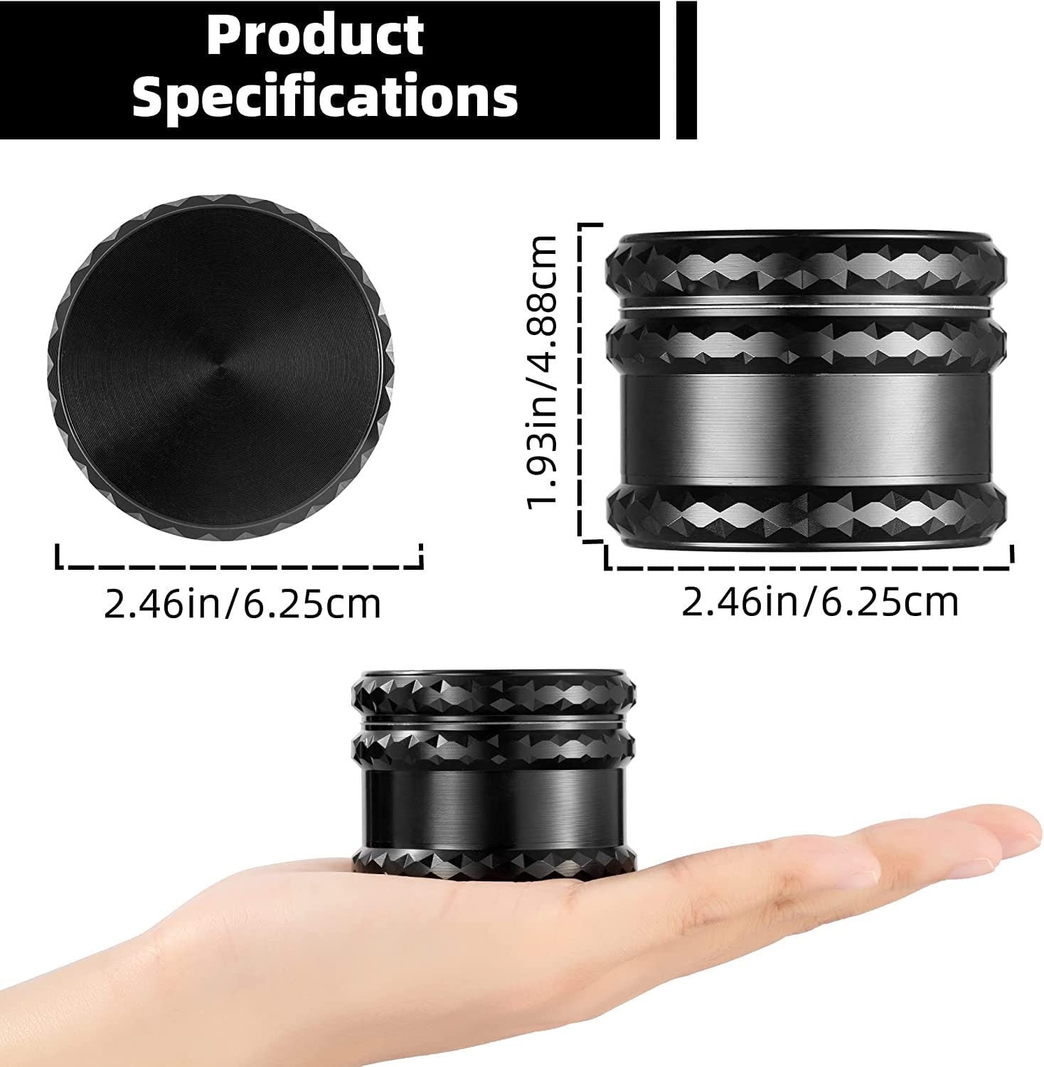 2.5" Black Grinder Zinc Alloy CO/B\HA 