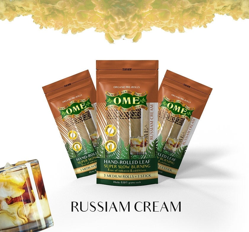 3 OME PALM WRAPS Strawberry & Russian Cream CO/B\HA 