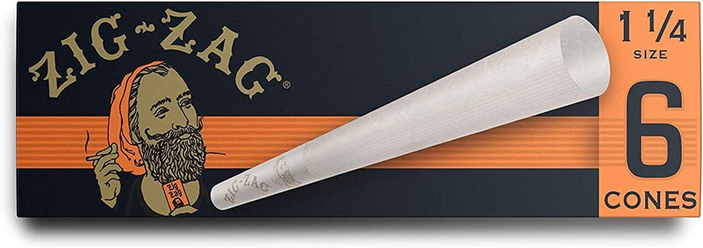 6 Pack ZIG-ZAG Ultra Thin Pre Rolled Paper Cones 1 1/4 Size CO/B\HA 