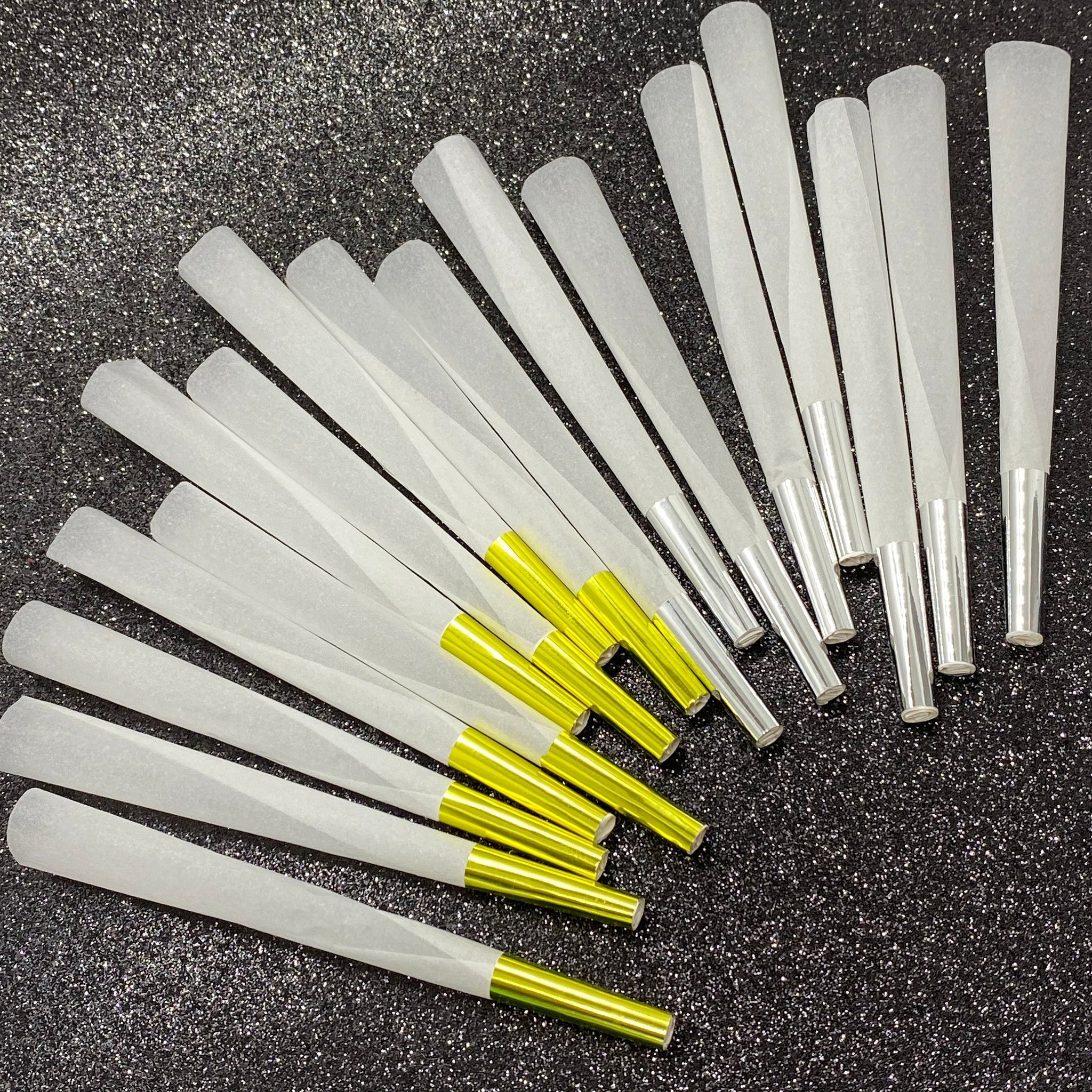 9 Pre Roll Cones White with Silver or Gold Tip CO/B\HA