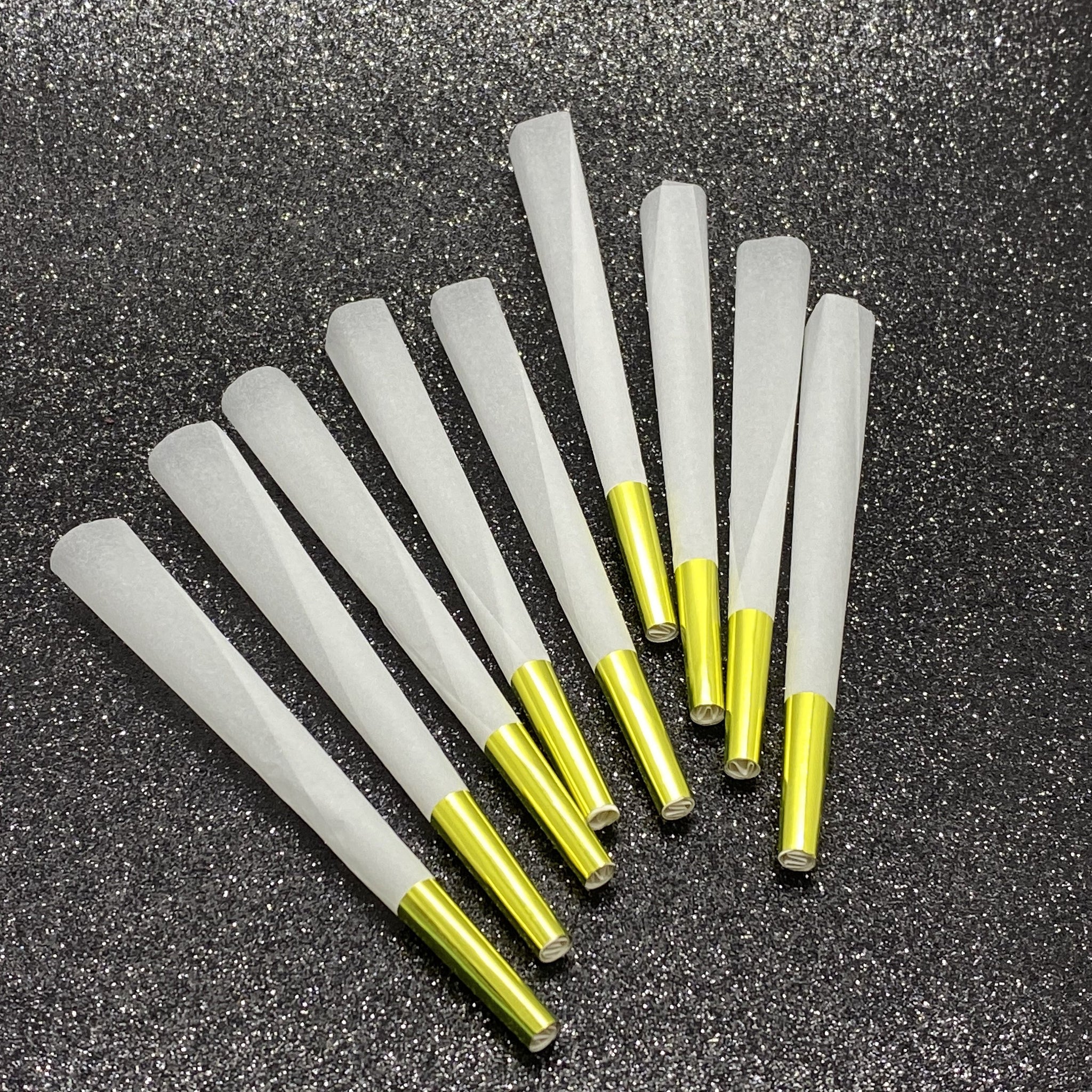 9 Pre Roll Cones White with Silver or Gold Tip CO/B\HA
