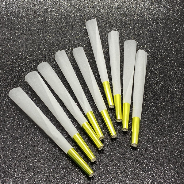 9 Pre Roll Cones White with Silver or Gold Tip CO/B\HA 