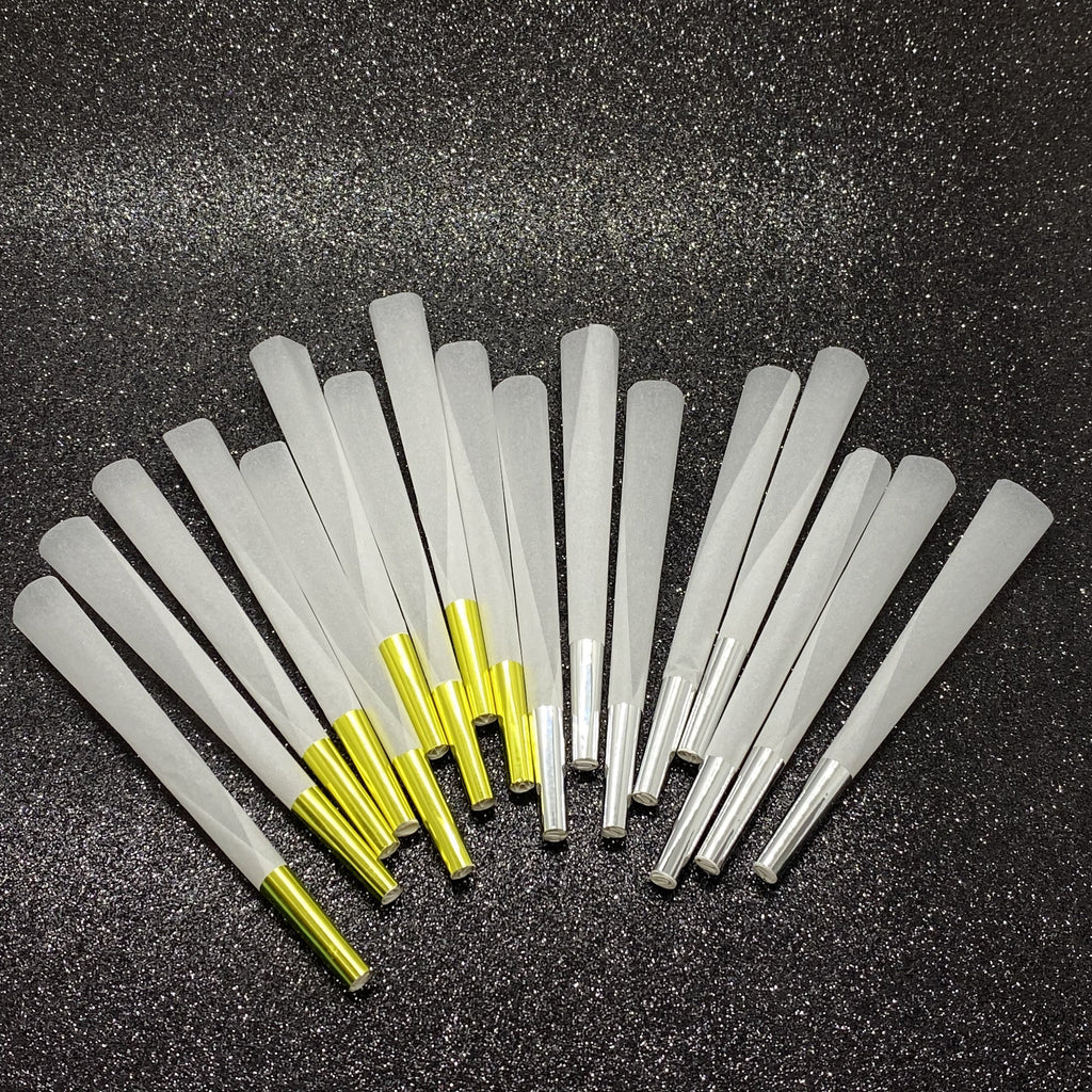 9 Pre Roll Cones White with Silver or Gold Tip CO/B\HA 