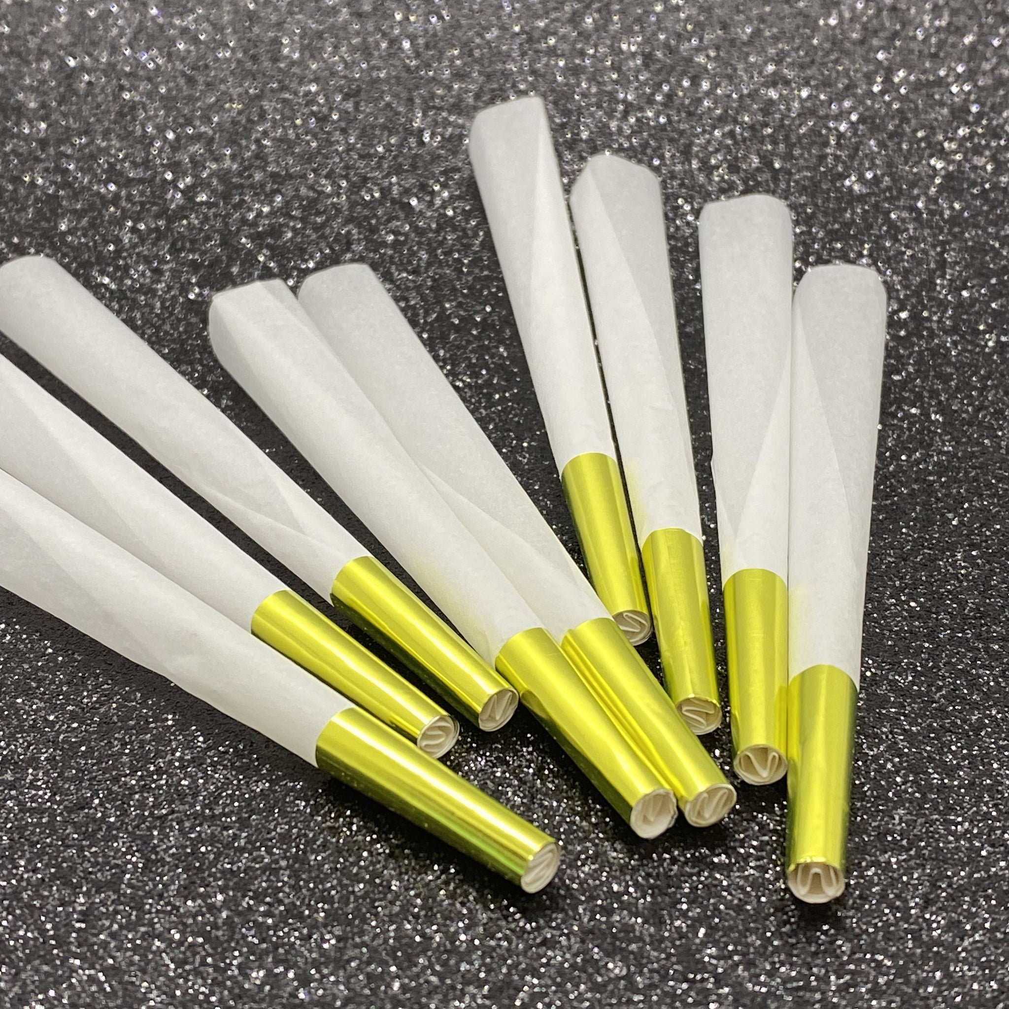 9 Pre Roll Cones White with Silver or Gold Tip CO/B\HA