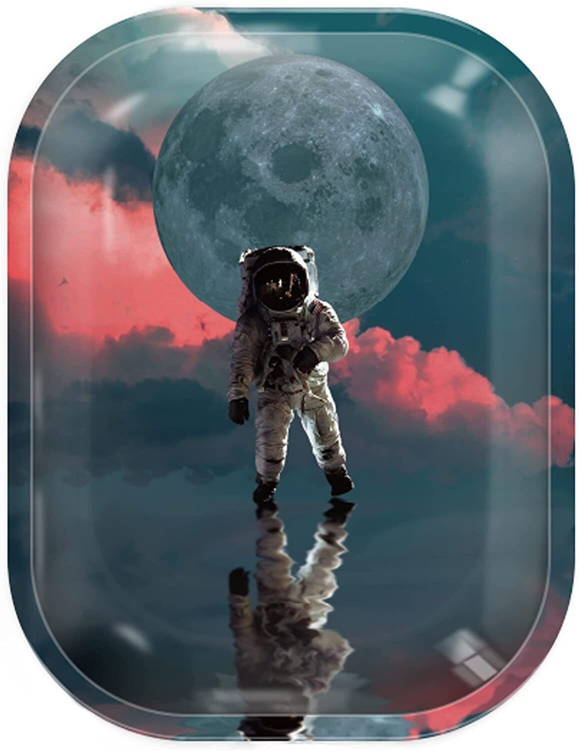 Astronaut Reflection 5.5” x 7” Tobacco Smoke Accessories - Tray God CO/B\HA 