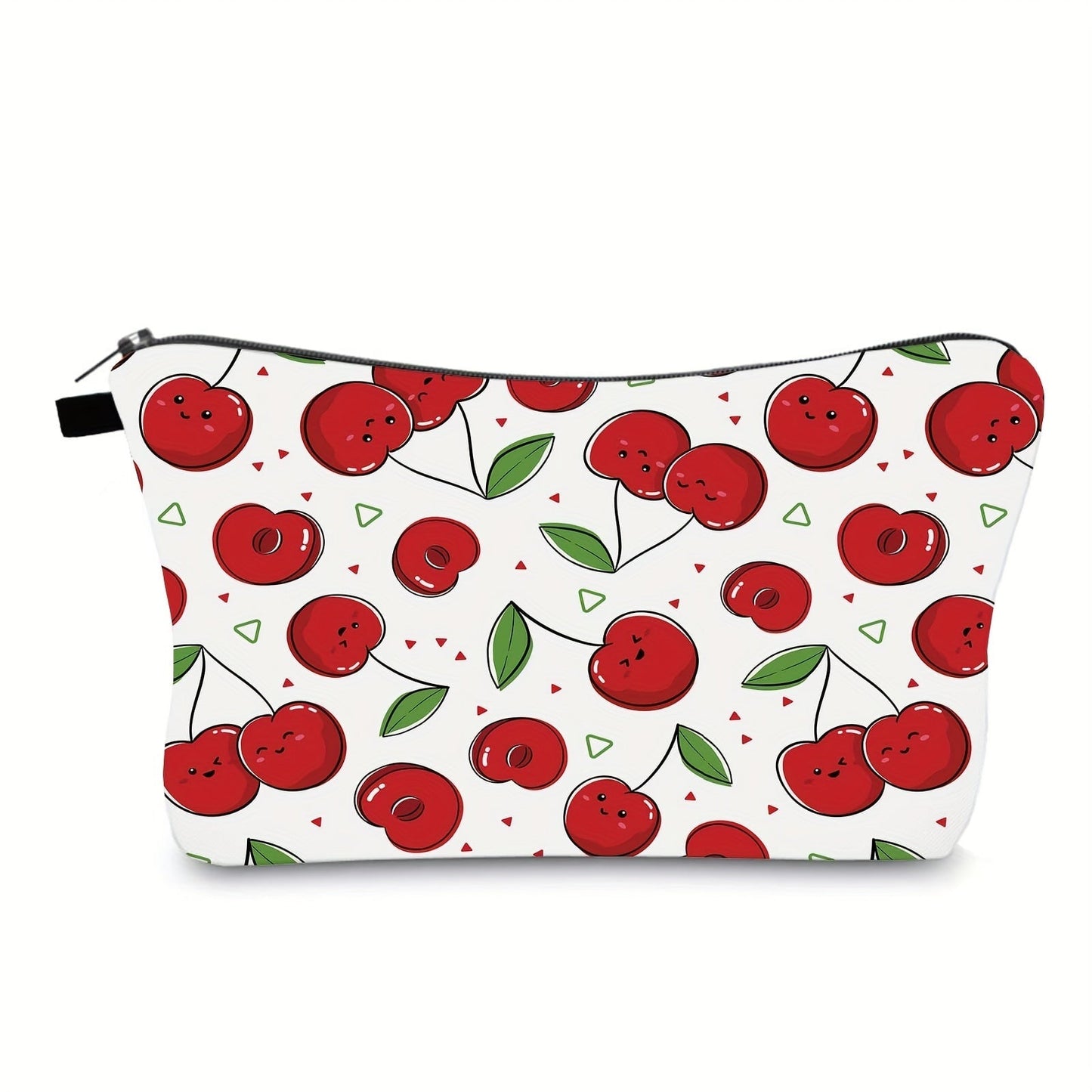 Cherry Printed Makeup Bag - Portable Cosmetic Organizer with Zipper Clutch for Women and Girls - Waterproof Toiletry Storage Bag CO/B\HA 