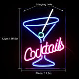 Cocktails Neon Sign, Bar Neon Festival Decorations, Cocktail Glass Shaped Neon Light Martini Neon Signs Wall Decor For Bar, Coffee Shop CO/B\HA 