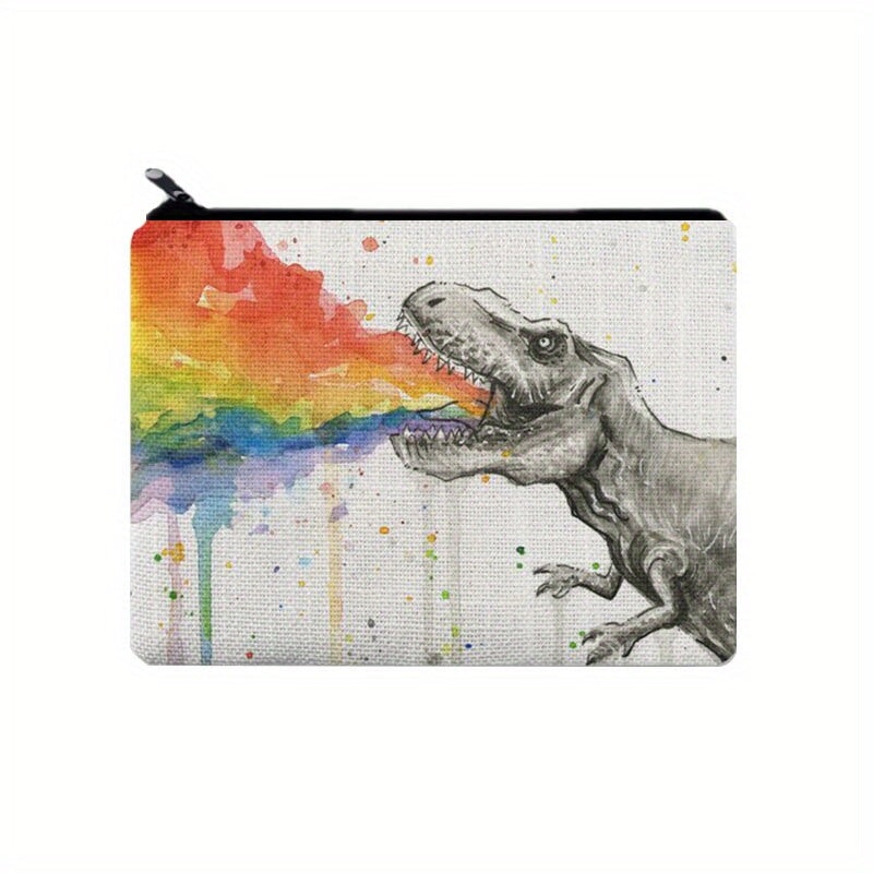 Dinosaur Print Carry-All Pouch, Zipper Storage Bag, Cosmetic Canvas Bag, Versatile Coin Purse CO/B\HA 