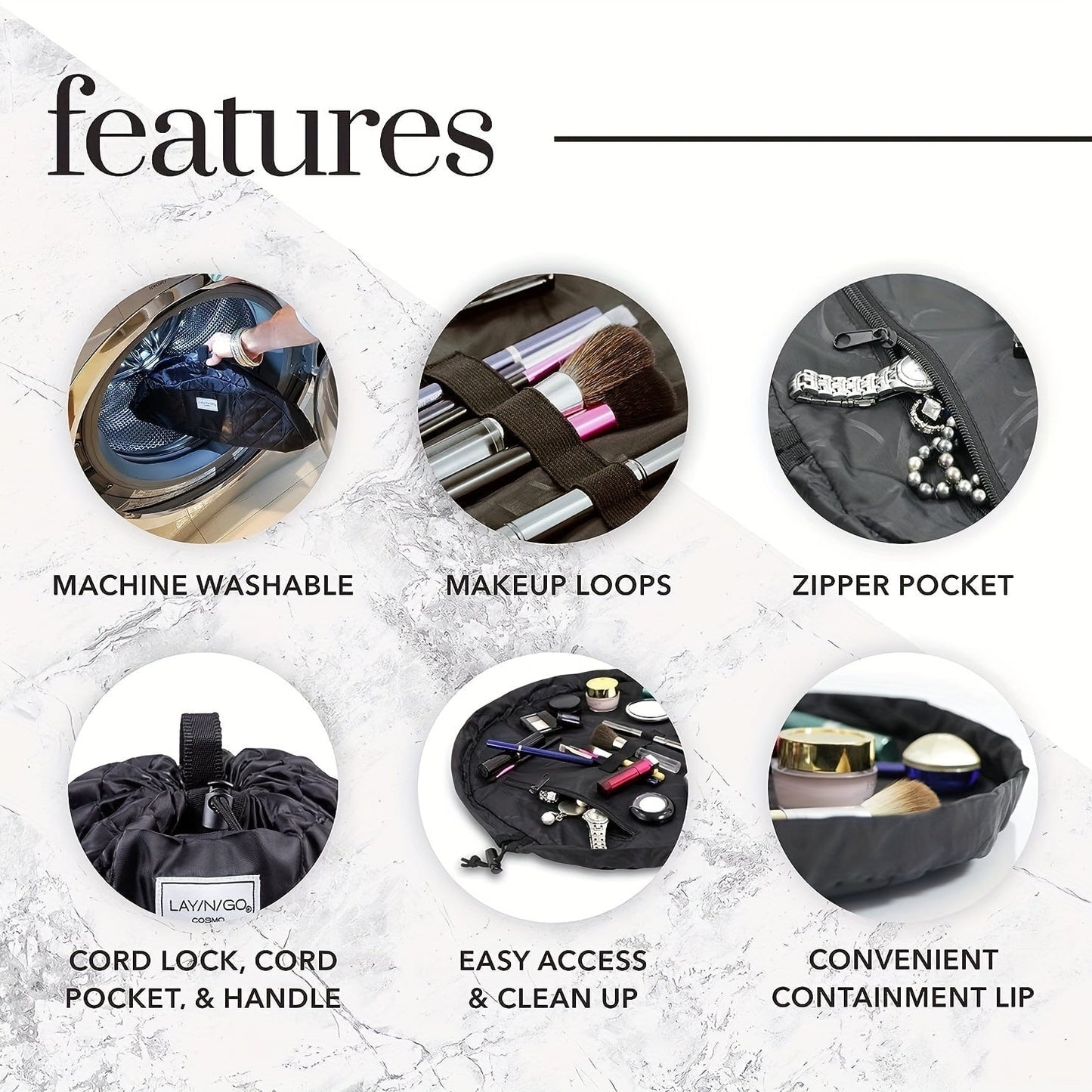 Drawstring Bag, Portable Travel Storage Bag, Large Capacity Makeup Bag With Chain CO/B\HA 