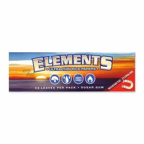 Elements 1.25 1 1/4 Size Ultra Thin Rice Rolling Paper with Magnetic Closure CO/B\HA