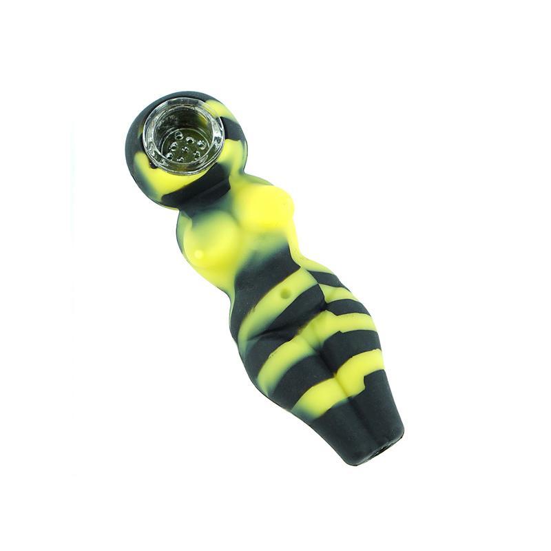 Female Silicone Tobacco Hand pipe CO/B\HA Yellow/Blk 