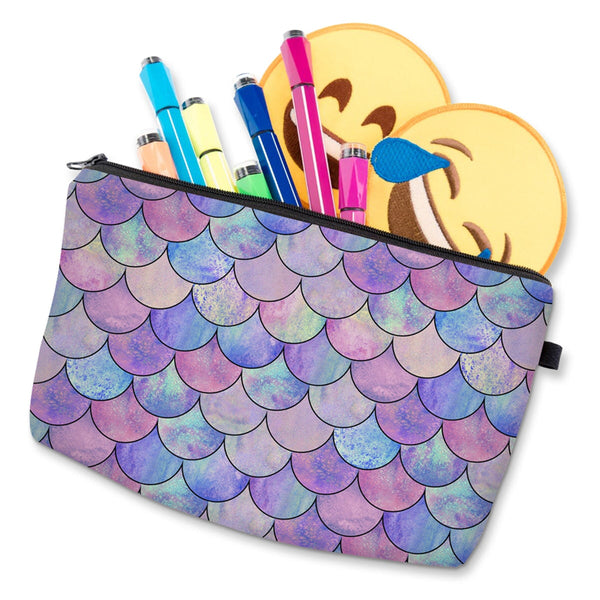 Fish Scale Print Zipper Small Makeup Bag, Lightweight Travel Storage Bag, Portable Versatile Bag CO/B\HA 