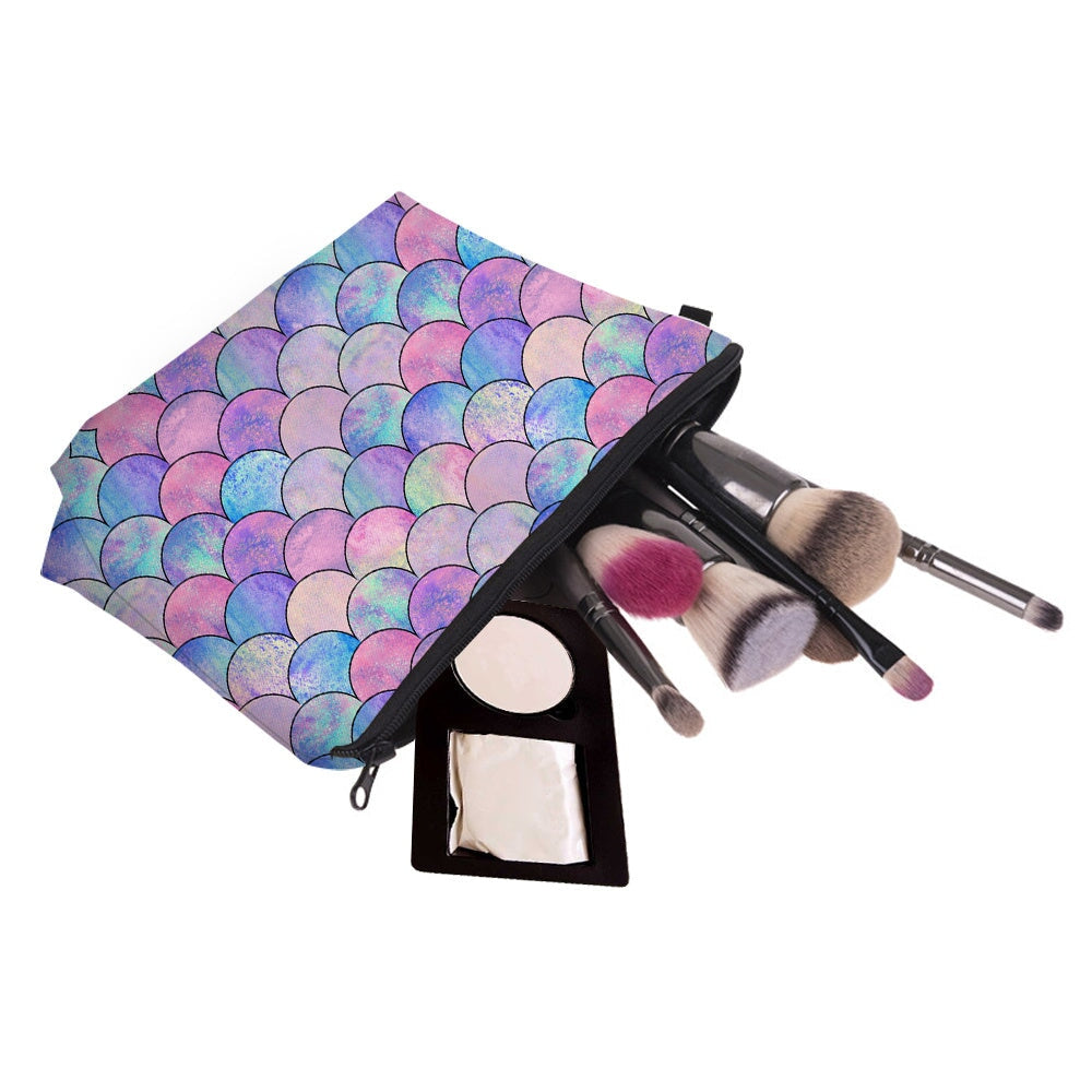 Fish Scale Print Zipper Small Makeup Bag, Lightweight Travel Storage Bag, Portable Versatile Bag CO/B\HA 