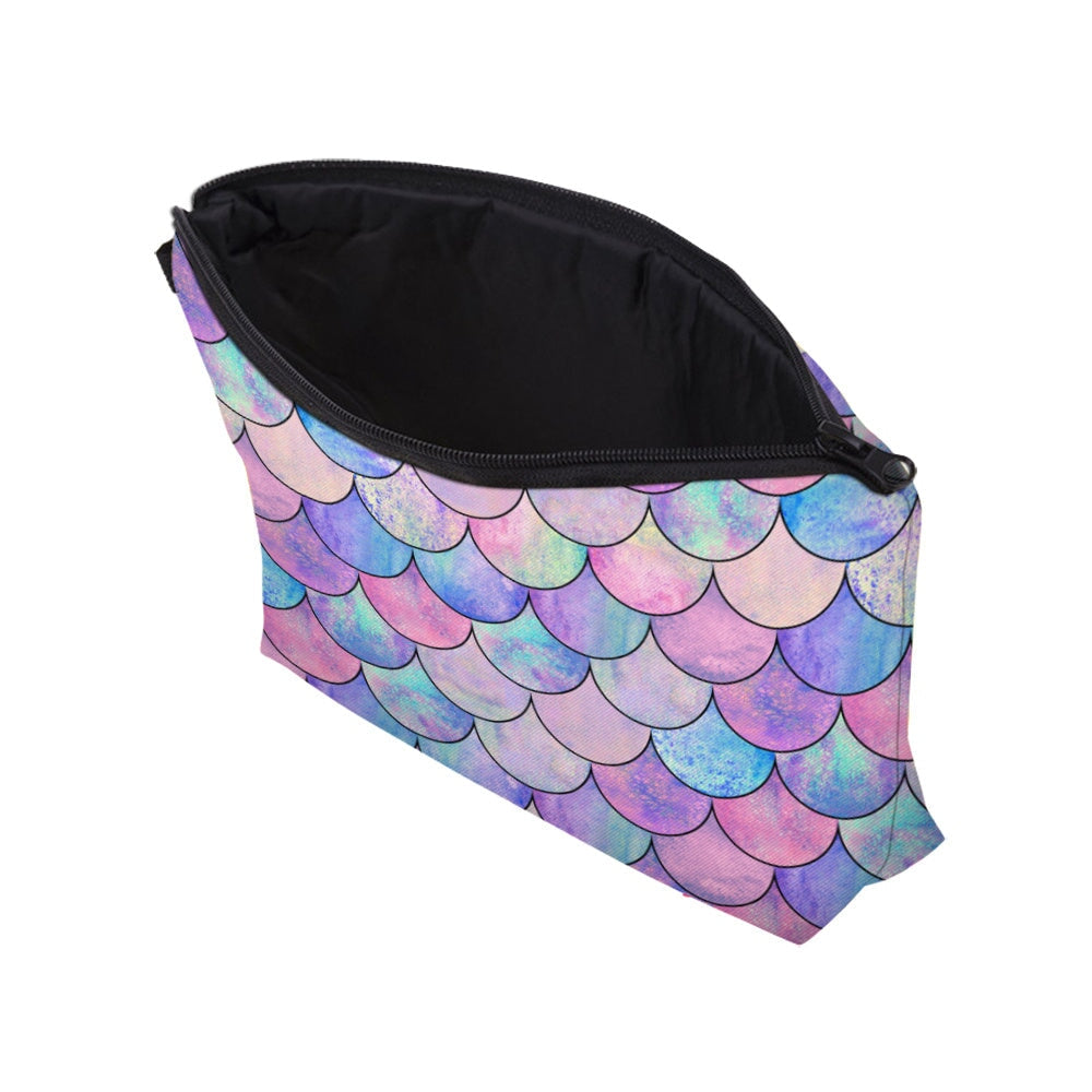 Fish Scale Print Zipper Small Makeup Bag, Lightweight Travel Storage Bag, Portable Versatile Bag CO/B\HA 