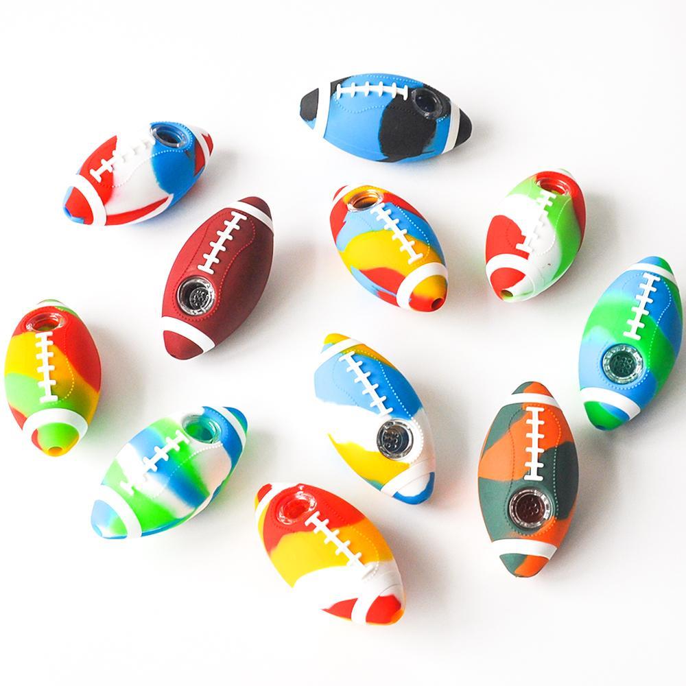Football Smoking Pipe Silicone Hand Pipe with glass bowl 4.0inches CO/B\HA 