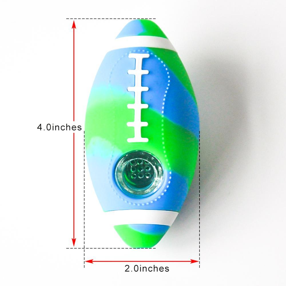 Football Smoking Pipe Silicone Hand Pipe with glass bowl 4.0inches CO/B\HA 