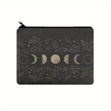 Gold Moon Print Carry-All Pouch, Zipper Storage Bag, Cosmetic Canvas Bag, Versatile Coin Purse CO/B\HA 
