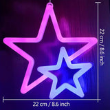 High Brightness Star Neon Light - Double Star LED Decorative Light in Blue & Pink - USB/Battery Powered - Perfect for Indoor Use CO/B\HA