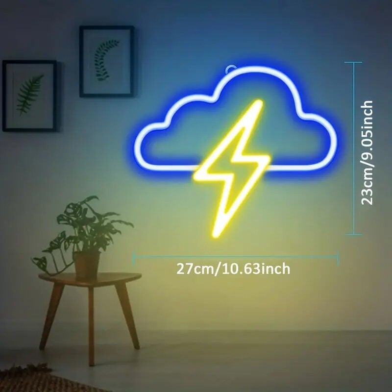 LED Cloud Lightning Neon Sign, USB & Batteries Powered Neon Light, Decorative Night Lights Bedroom Wedding Birthday CO/B\HA 