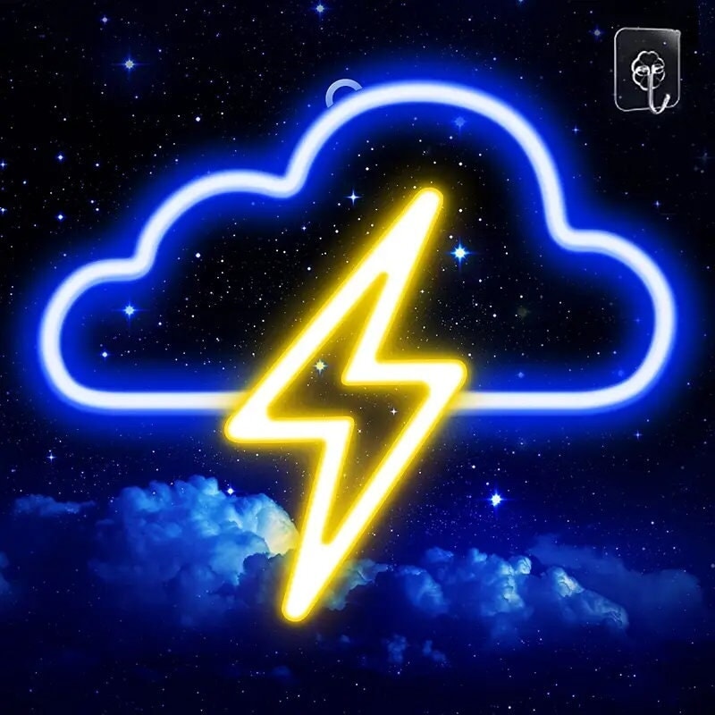 LED Cloud Lightning Neon Sign, USB & Batteries Powered Neon Light, Decorative Night Lights Bedroom Wedding Birthday CO/B\HA 