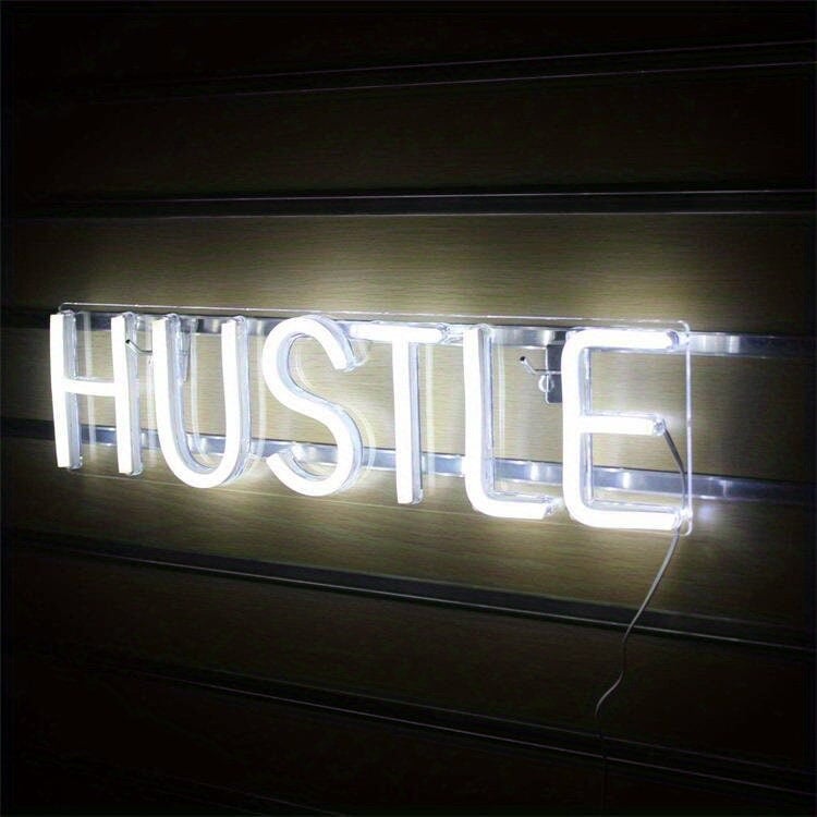 LED Hustle Neon Sign Novelty Light, Wall Art Decorative Wall Hanging Sign For Bedroom Living Room Kid's Room Party Home Decor CO/B\HA 