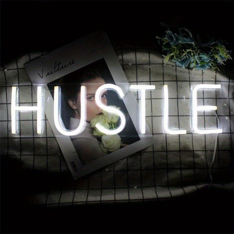 LED Hustle Neon Sign Novelty Light, Wall Art Decorative Wall Hanging Sign For Bedroom Living Room Kid's Room Party Home Decor CO/B\HA 