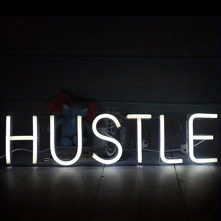 LED Hustle Neon Sign Novelty Light, Wall Art Decorative Wall Hanging Sign For Bedroom Living Room Kid's Room Party Home Decor CO/B\HA 