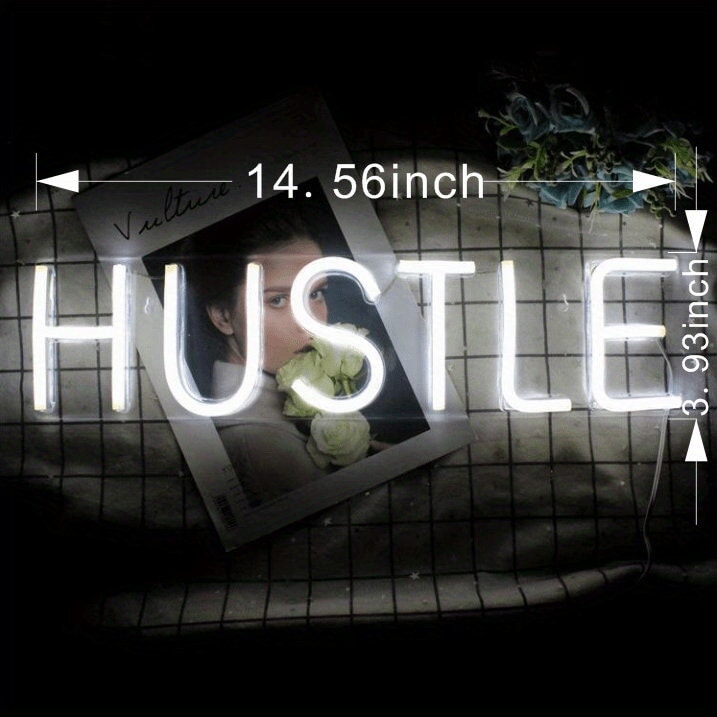 LED Hustle Neon Sign Novelty Light, Wall Art Decorative Wall Hanging Sign For Bedroom Living Room Kid's Room Party Home Decor CO/B\HA 