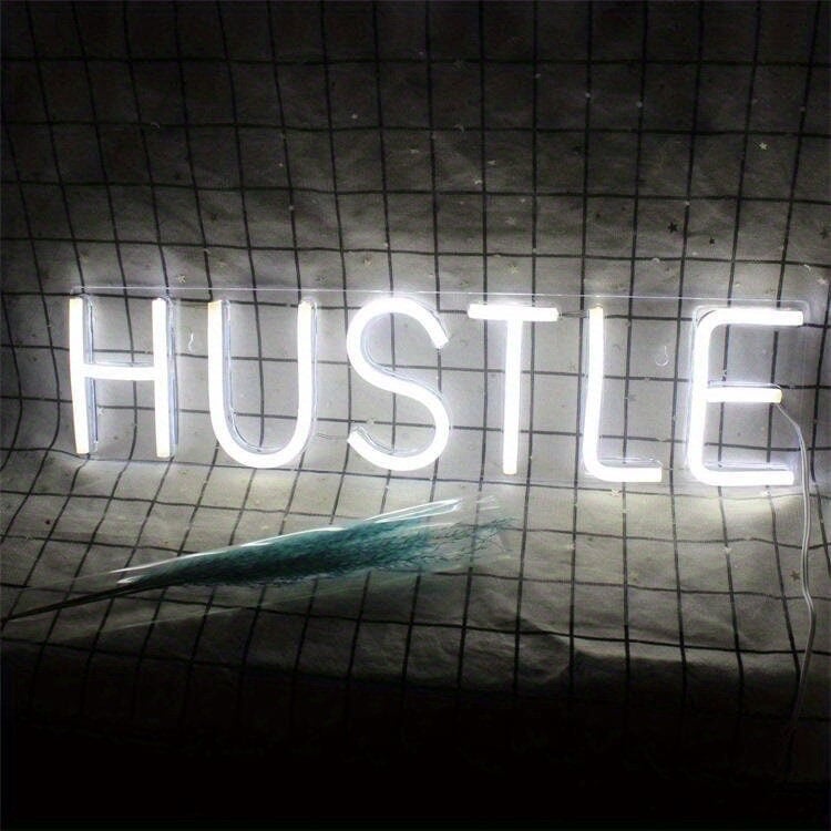 LED Hustle Neon Sign Novelty Light, Wall Art Decorative Wall Hanging Sign For Bedroom Living Room Kid's Room Party Home Decor CO/B\HA 