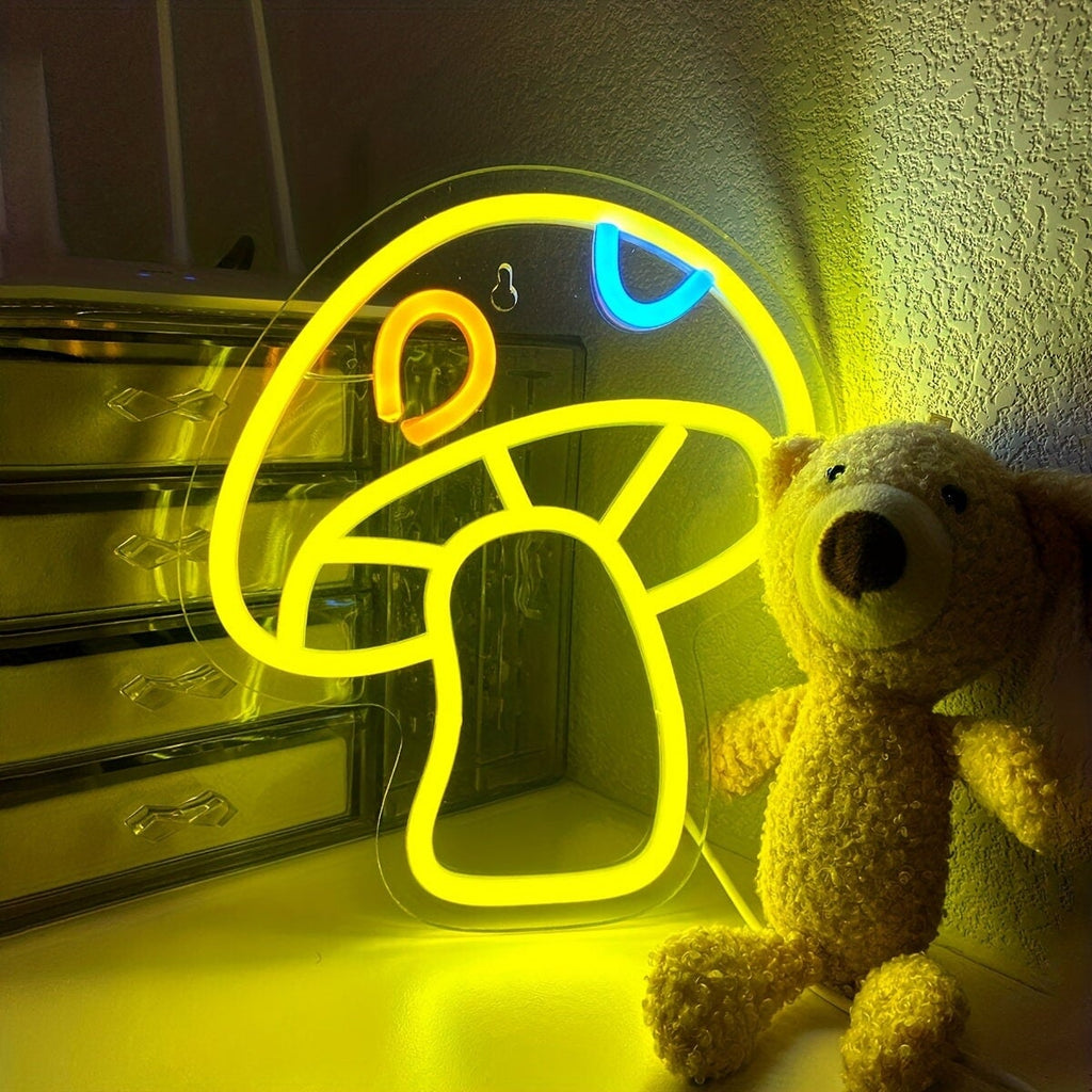 LED Neon Mushroom Cute Neon Sign, USB Powered Neon Signs Night Light, 3D Wall Art & Game Room Bedroom Living Room Decor Lamp CO/B\HA 
