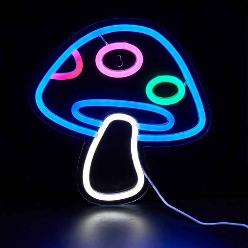 LED Neon Mushroom Cute Neon Sign, USB Powered Neon Signs Night Light, 3D Wall Art & Game Room Bedroom Living Room Decor Lamp Holiday Gift CO/B\HA 