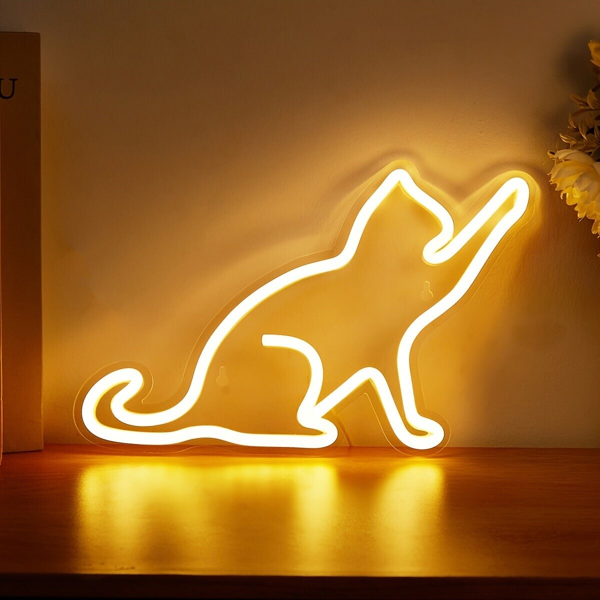 LED Neon Sign Cat-shaped Night Lights, 5V USB Power Supply Neon Lamp With 2 Hooks For Home Bedroom Dorm Party CO/B\HA 